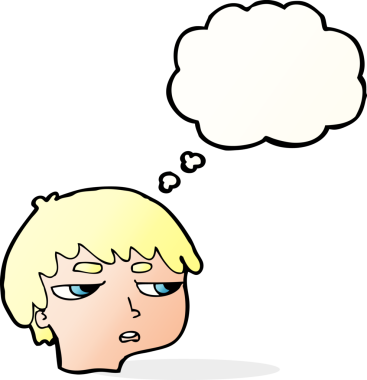 Bir insan tarafından çizilen düşünce baloncuğuyla sinirlenmiş bir çocuk.