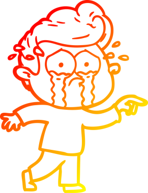 Bir insan tarafından çizilmiş, ağlayan bir çizgi film karakteri.