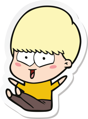 Bir insan tarafından çizilmiş mutlu bir çocuğun çıkartması.