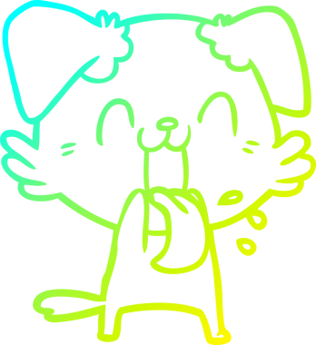 Bir insan tarafından çizilmiş soluyan bir köpeğin soğuk eğimli çizgisi.