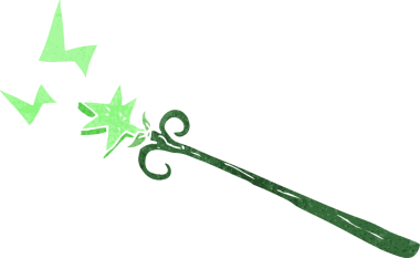 bir insan tarafından çizilmiş sihirli bir değnek.