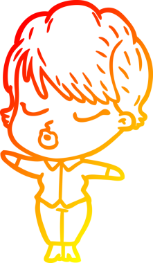 Bir insan tarafından çizilmiş gözleri olan çizgi film kadını çizimi.