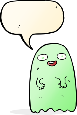 Bir insan tarafından çizilmiş komik bir çizgi film hayaleti.