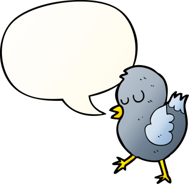 bir insan tarafından çizilmiş yumuşak eğimli konuşma baloncuklu çizgi film kuşu