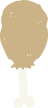 Bir insan tarafından çizilmiş düz renk çizgi film tavuk bacağı