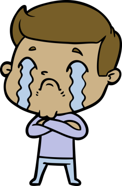 Bir insan tarafından çizilmiş ağlayan çizgi film adamı.