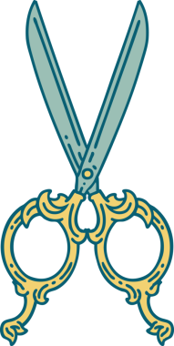 Bir insan tarafından çizilmiş berber makasının ikonik dövme şekli