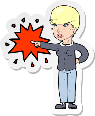 Bir insan tarafından çizilmiş bir karikatür kadının çıkartması.