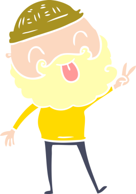 Sakallı bir adam bir insan tarafından çizilmiş barış işareti veriyor.