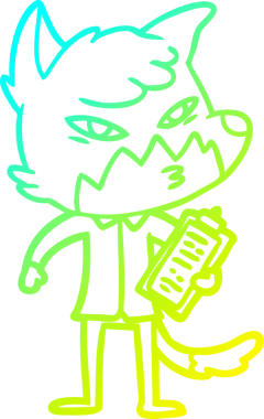 Bir insan tarafından çizilmiş akıllı bir tilkinin soğuk çizgi çizimi.