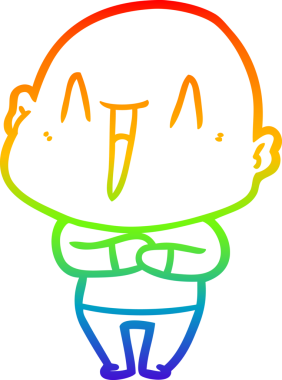 gökkuşağı gradyan çizimi mutlu bir çizgi kel adamın çizimi bir insan tarafından çizildi