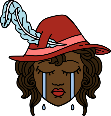 Retro Dövme Tarzı Bir insan tarafından çizilmiş ağlayan insan ozanı