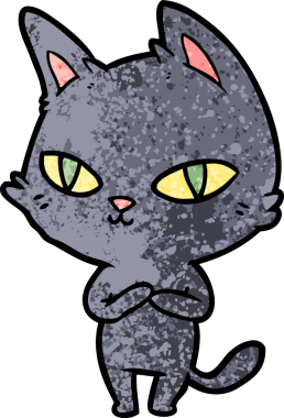 Bir insan tarafından çizilmiş çizgi film kedisi.