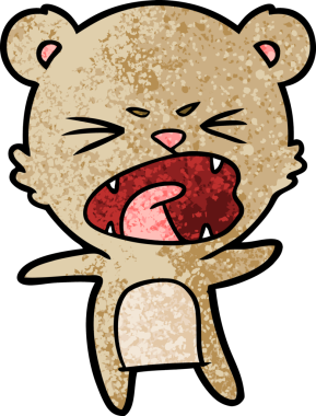 Bir insan tarafından çizilmiş kızgın çizgi film ayısı.