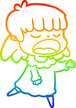 Gökkuşağı gradyan çizgi çizimi Bir insan tarafından yüksek sesle çizilen bir kadın karikatürü