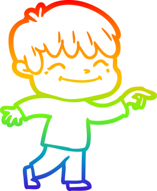 gökkuşağı gradyan çizgi çizimi bir insan tarafından çizilmiş mutlu bir çocuk