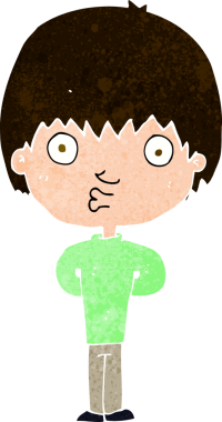 Bir insan tarafından çizilmiş ıslık çalan çocuk.