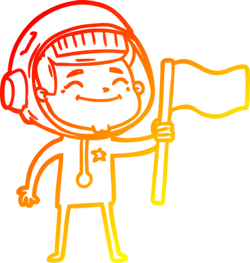 Bir insan tarafından çizilmiş mutlu bir astronotun sıcak çizgi çizimi