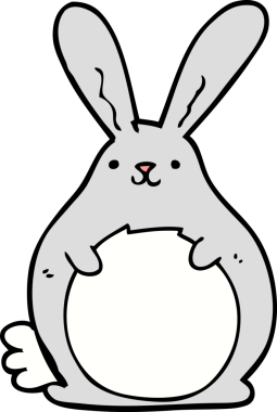 Bir insan tarafından çizilmiş çizgi film tavşanı