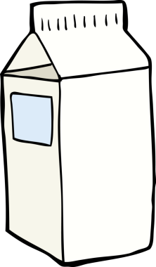 Bir insan tarafından çizilmiş süt kutusu.