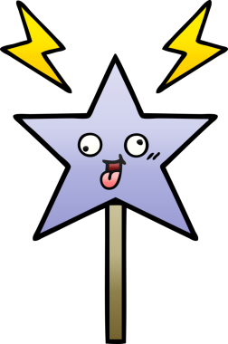 Bir insan tarafından çizilmiş sihirli değneğin gölgeli çizgi filmi.