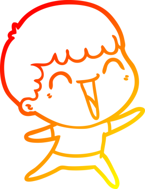 Bir insan tarafından çizilmiş gülen mutlu bir adamın çizgi film çizimi.