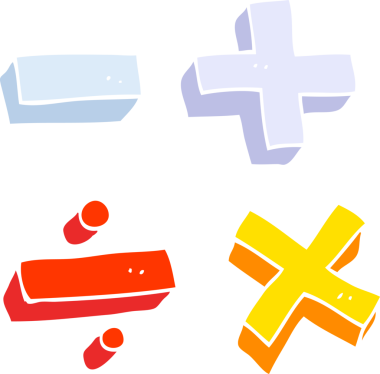 Bir insan tarafından çizilmiş matematik sembollerinin düz renk çizimi