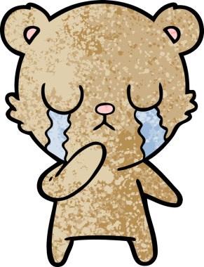 Bir insan tarafından çizilmiş ağlayan ayı karikatürü.