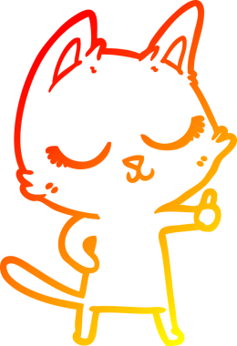 Bir insan tarafından çizilmiş sakin bir çizgi film kedisinin sıcak çizgi çizgisi.