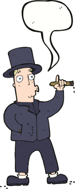 Bir insan tarafından çizilmiş konuşma balonlu sigara içen beyefendi.