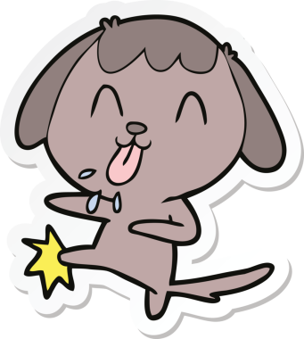 Bir insan tarafından çizilmiş şirin bir köpeğin çıkartması.