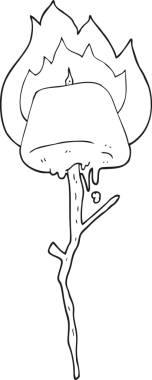 Bir insan tarafından çizilmiş siyah beyaz bir çizgi film. Kızarmış lokum.