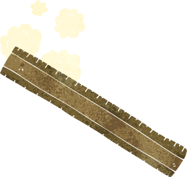 Bir insan tarafından çizilmiş tahta cetvel.