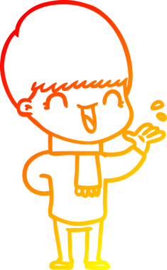 Bir insan tarafından çizilmiş mutlu çizgi film çocuğu çizimi.