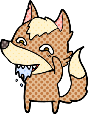 Bir insan tarafından çizilmiş aç kurt çizgi filmi.