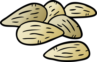 Bir insan tarafından çizilmiş karikatür bademleri.