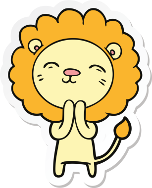 Bir insan tarafından çizilmiş karikatür aslanının çıkartması.