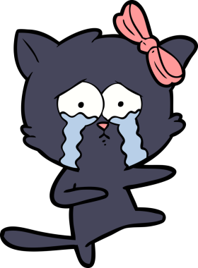 Bir insan tarafından çizilmiş çizgi film kedisi.