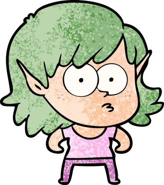 Bir insan tarafından çizilmiş çizgi film elf kızı.