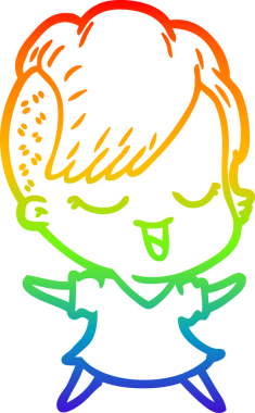 gökkuşağı gradyan çizimi mutlu bir çizgi film kızı bir insan tarafından çizildi