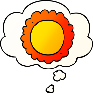 Düşünce baloncuğu olan karikatür çiçeği bir insan tarafından çizilmiş.