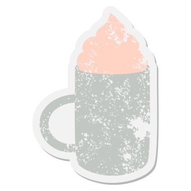 Bir insan tarafından çizilmiş Mocha grunge çıkartması.