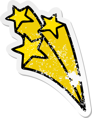 Bir insanın çizdiği kayan yıldızların hüzünlü çıkartması.