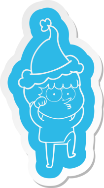 İlginç bir çizgi film çıkartması. Meraklı bir çocuk. İnançsızlıkla gözlerini ovuşturuyor.