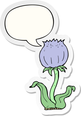 Bir insan tarafından çizilmiş konuşma balonu etiketli vahşi bir çiçek.