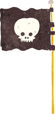 Bir insan tarafından çizilmiş korsan bayrağı.