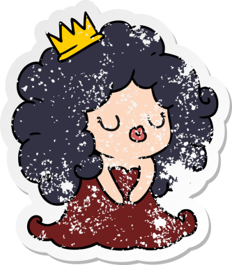 Bir insan tarafından çizilmiş tatlı kawai kızının serbest sticker 'ı.