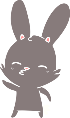 Bir insan tarafından çizilmiş tuhaf düz renkli tavşan.