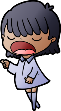 Çizgi filmdeki kadın bir insan tarafından yüksek sesle çizilmiş.