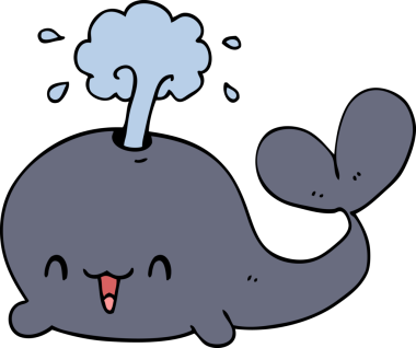 Bir insan tarafından çizilmiş çizgi film balinası